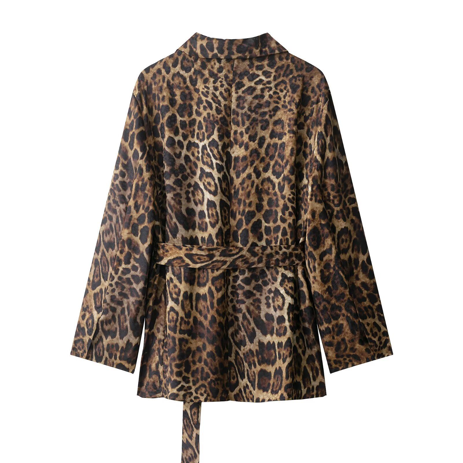 Ensemble blazer et pantalon jacquard à imprimé animal pour femme KUN-00039