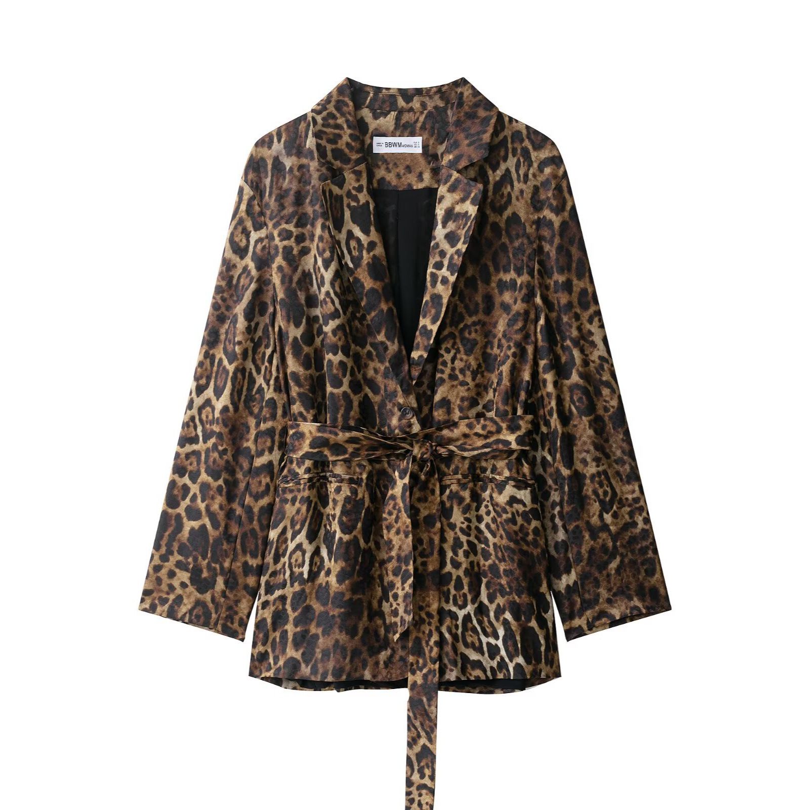 Ensemble blazer et pantalon jacquard à imprimé animal pour femme KUN-00039