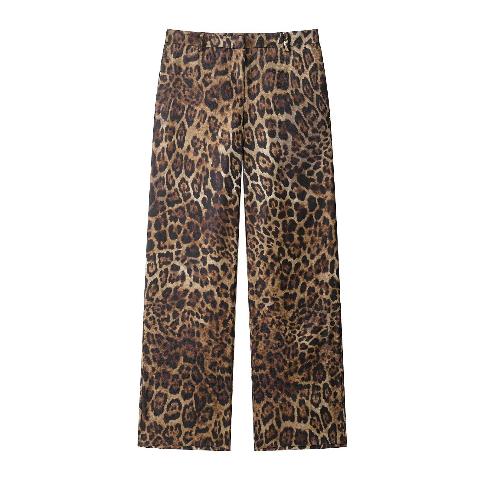 Ensemble blazer et pantalon jacquard à imprimé animal pour femme KUN-00039
