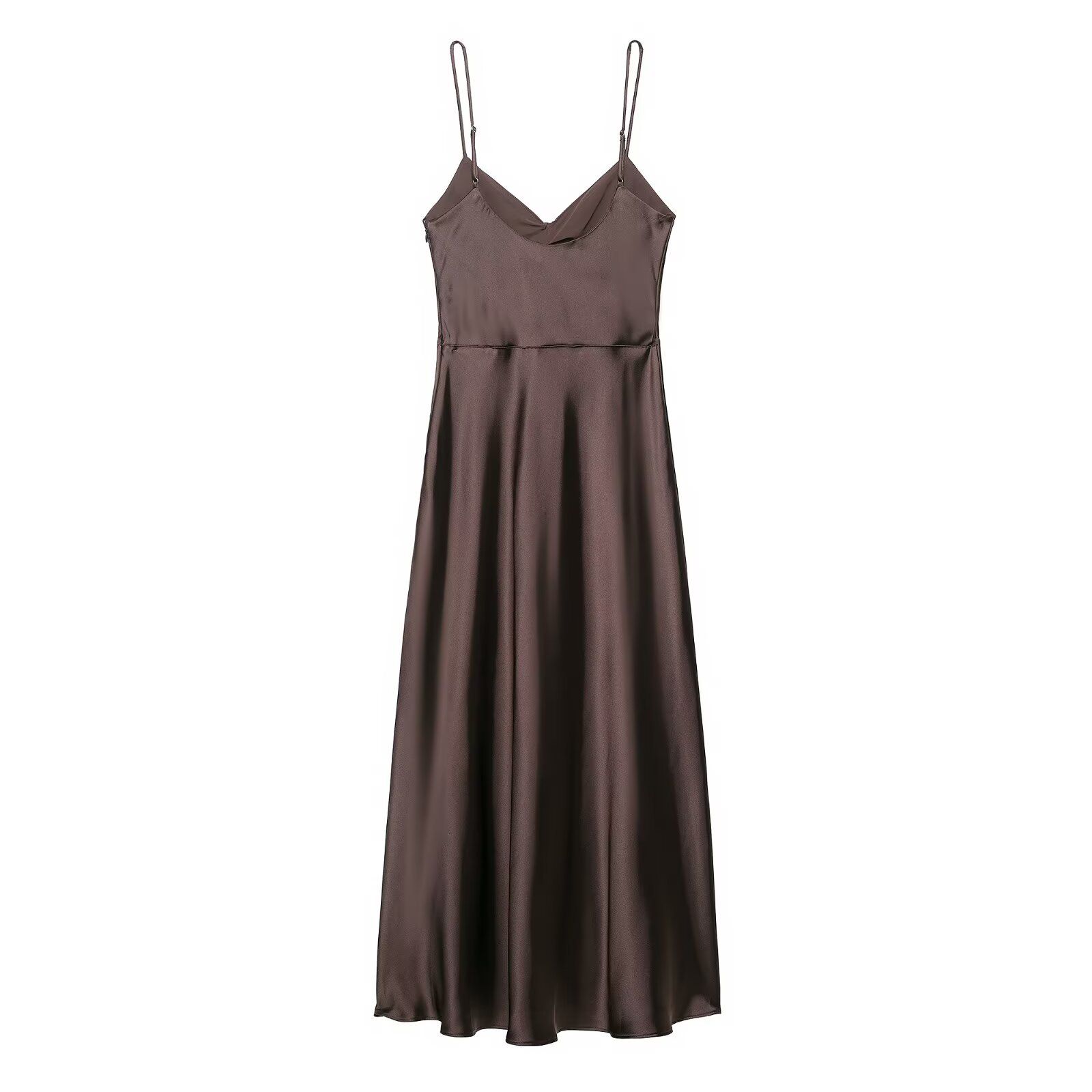 Satin Midi Dress - Ruched Elegant Versatile KUN-00112