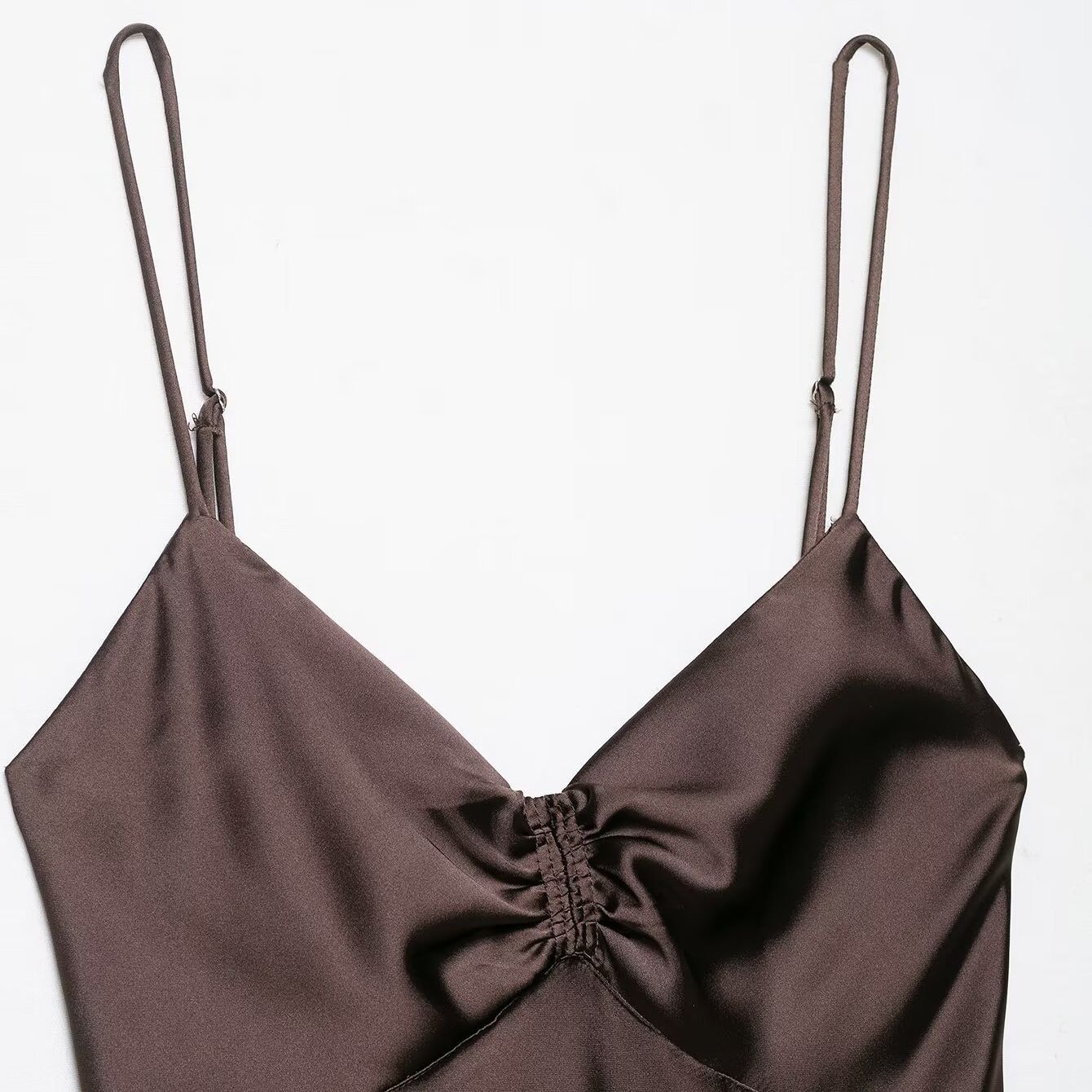 Satin Midi Dress - Ruched Elegant Versatile KUN-00112