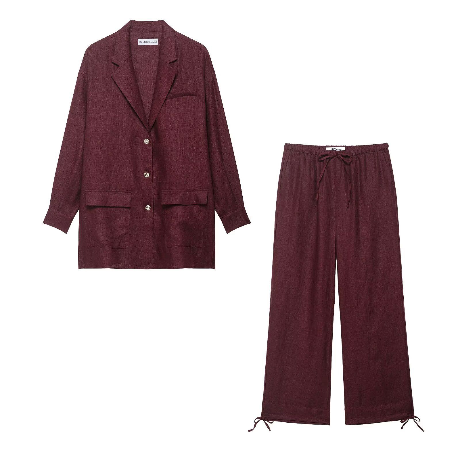 Linen Blazer & Lantern Pants - European Style KUN-00095