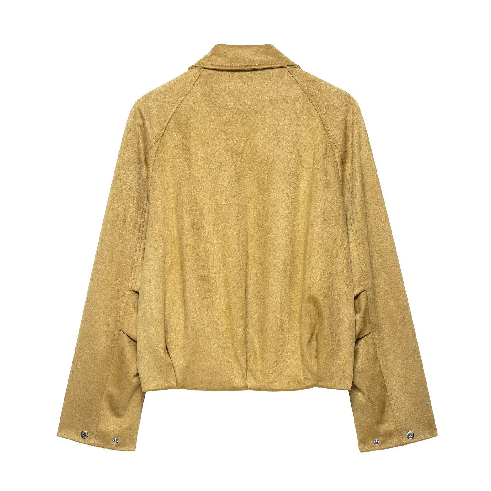 Faux Suede Bomber Jacket - Stylish Aviator Outerwear KUN-00070