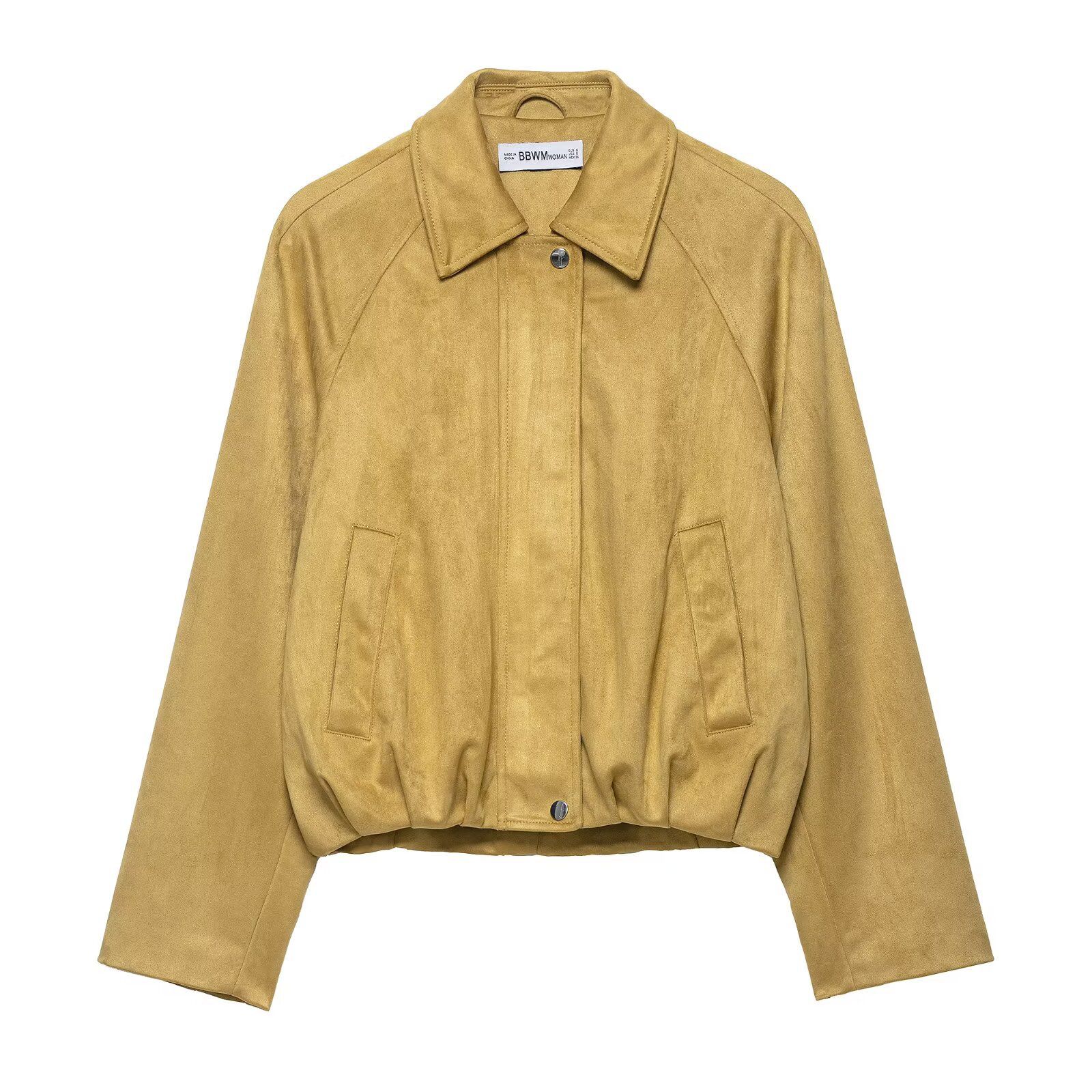 Faux Suede Bomber Jacket - Stylish Aviator Outerwear KUN-00070