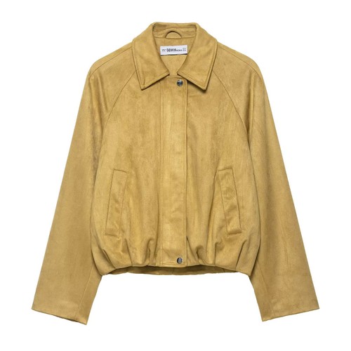Faux Suede Bomber Jacket - Stylish Aviator Outerwear KUN-00070