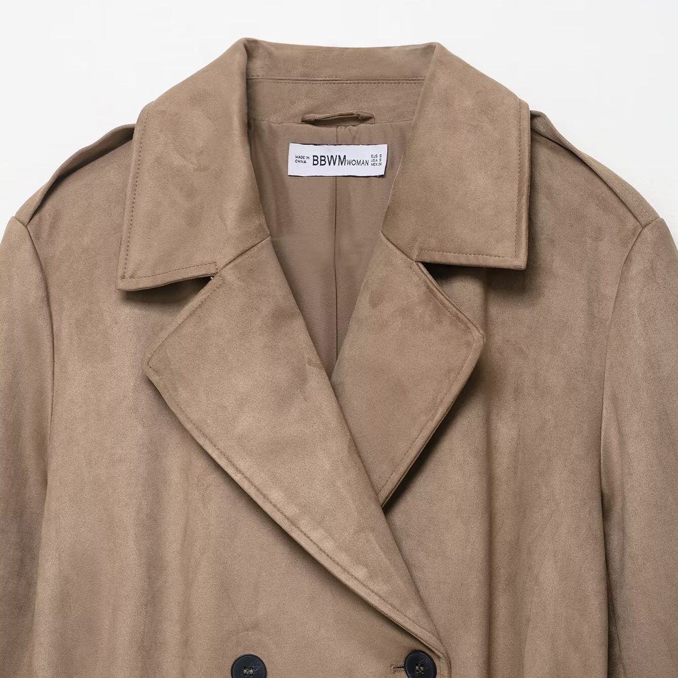 Faux Suede Trench Coat Chic Casual Outerwear KUN-00016