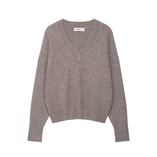 Suéter de punto con cuello en V suave - Estilo europeo elegante KUN-00024