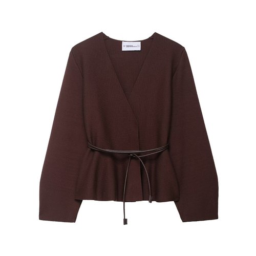 Knit Cardigan Sweater with Belt - European Chic Style KUN-00052