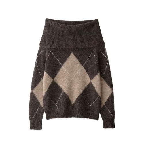 Knit Bandeau Top - Chic Diamond Pattern KUN-00110
