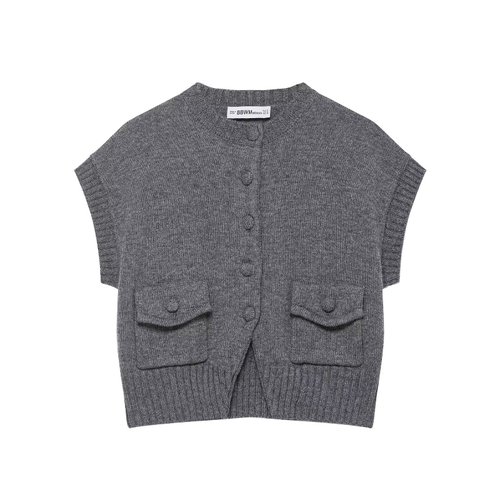 Knit Vest Button Detail - European Style KUN-00007