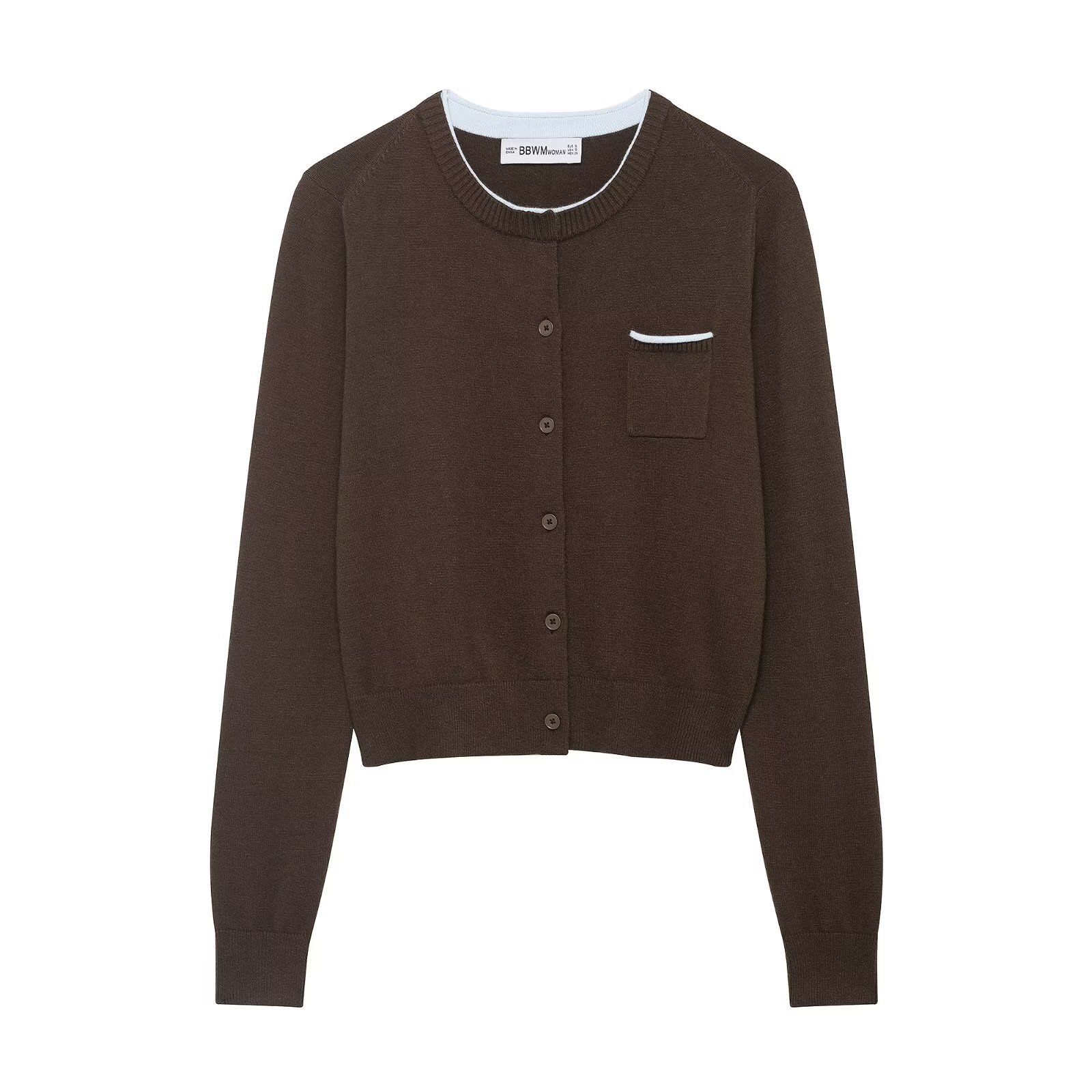 Cárdigan de punto con patchwork - Prenda exterior informal de estilo europeo KUN-00098