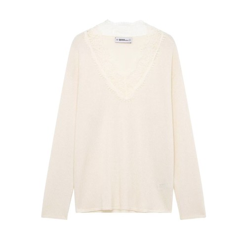 Suéter de punto con encaje - Suéter informal elegante para mujer KUN-00009
