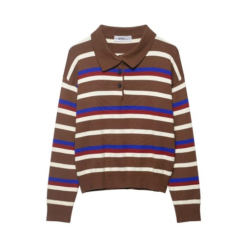 Polo de punto a rayas - Top informal de moda KUN-00017