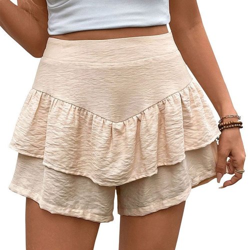 Women's Ruffle Tiered Skort Shorts - High Waist Casual