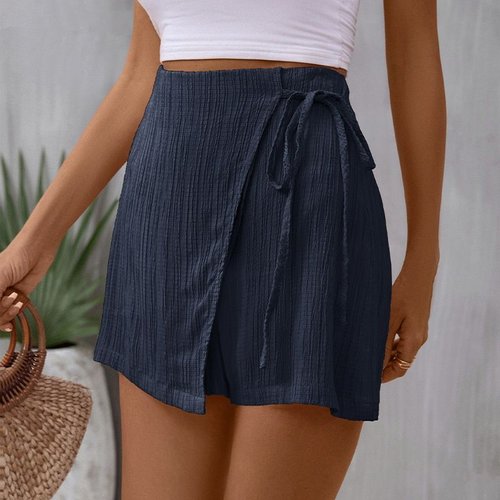 Women's Textured Wrap Skort Shorts with Tie Side Detail