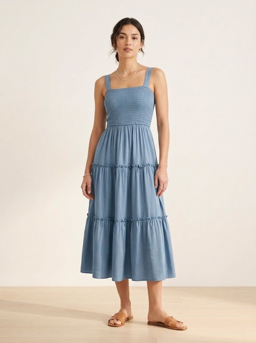 Tiered Smocked Midi Sundress