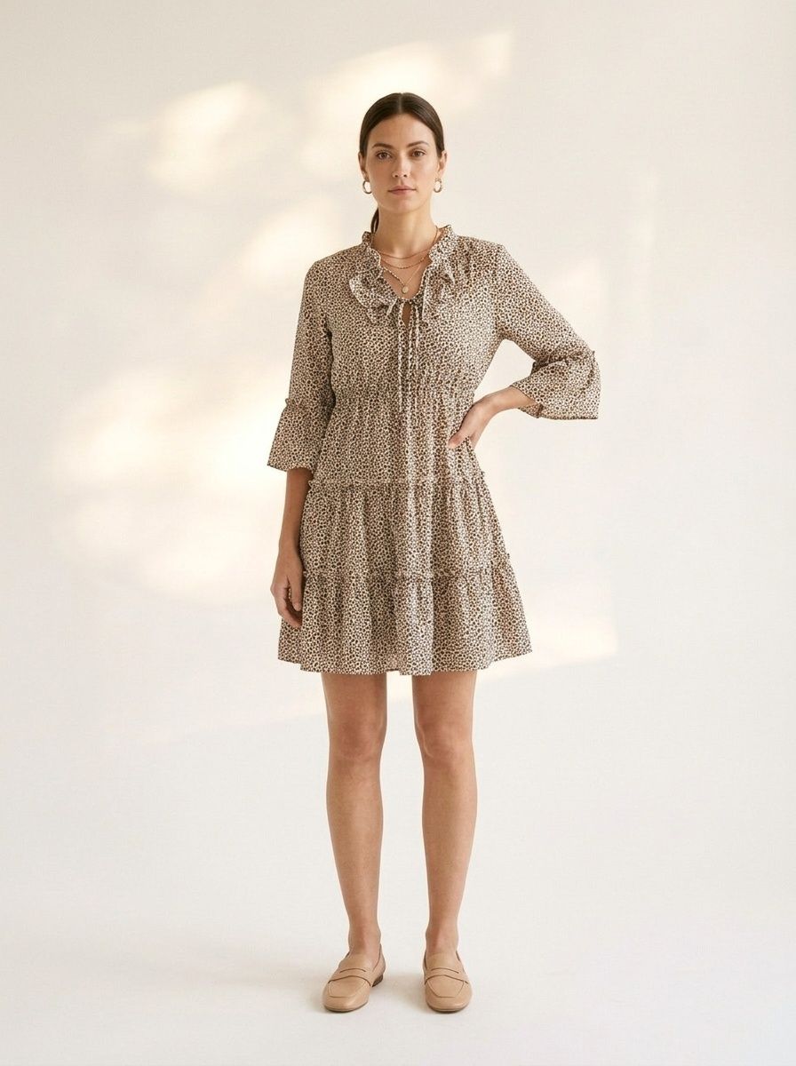 Leopard Print Ruffle Tiered Mini Dress