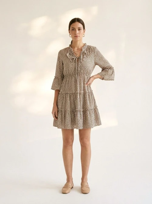 Leopard Print Ruffle Tiered Mini Dress