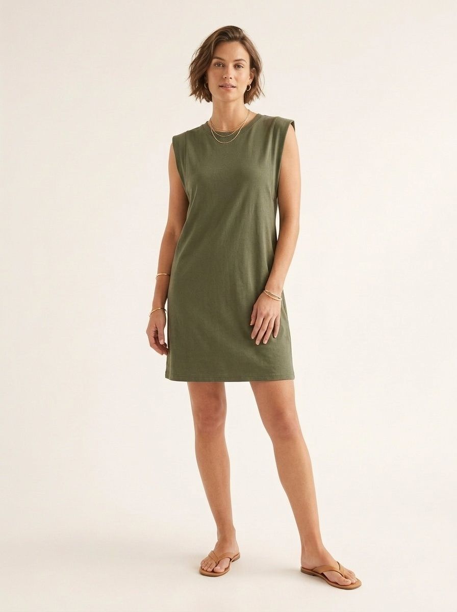 Women's Casual Sleeveless Crew Neck T-Shirt Dress