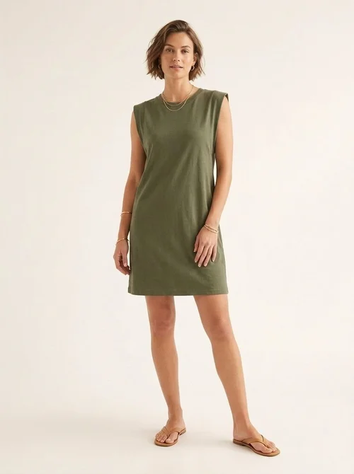 Casual mouwloze T-shirtjurk met ronde hals voor dames