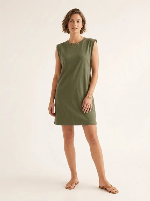Women's Casual Sleeveless Crew Neck T-Shirt Dress