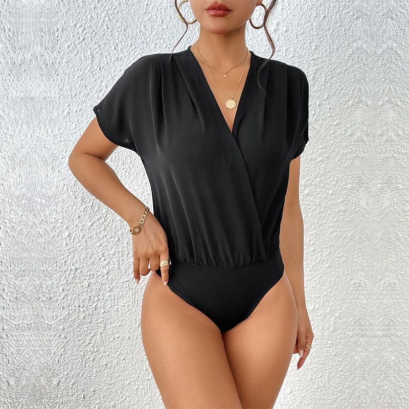 Women's V-Neck Wrap Bodysuit Blouse