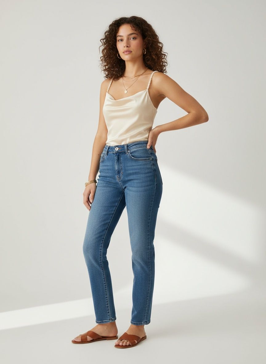 Elegant Champagne Satin Cowl Neck Bodysuit with Pearl Straps