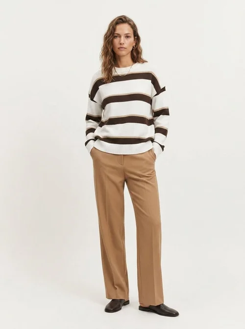 Women's Striped Crewneck Knit Pullover Sweater