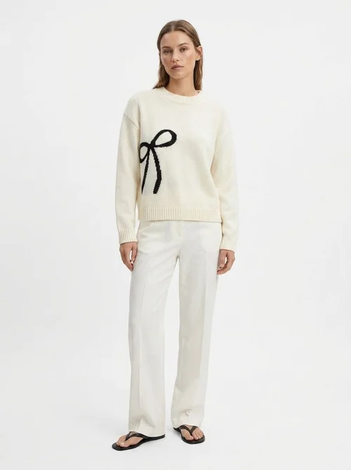 Women's Bow Graphic Crewneck Knit Sweater