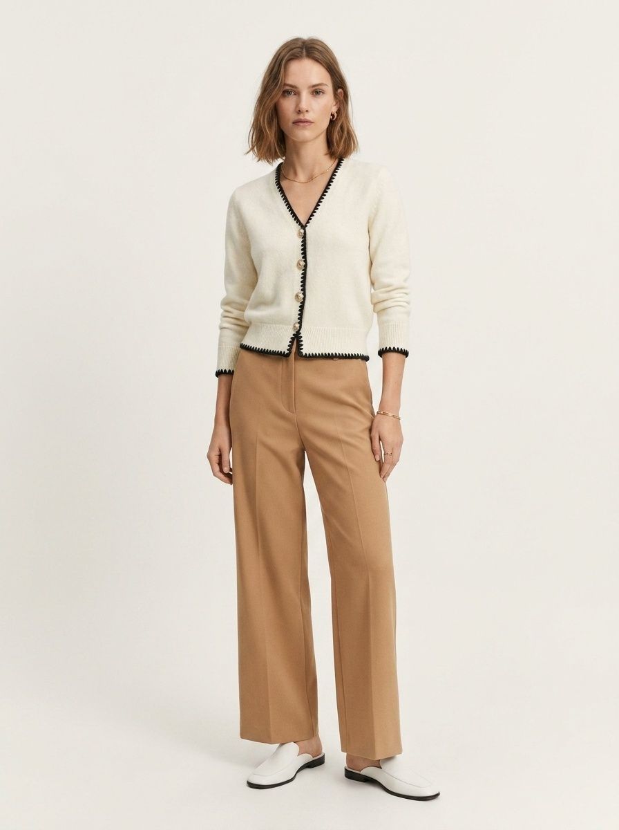 Contrast Trim Knit Cardigan Sweater