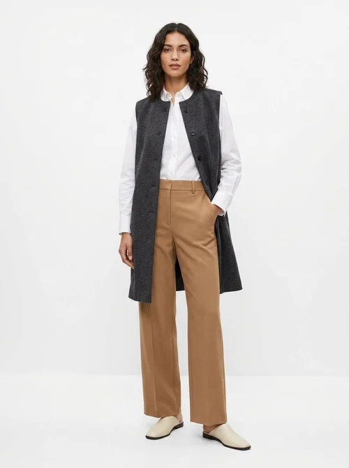 Women's Sleeveless Button-Front Long Vest Coat