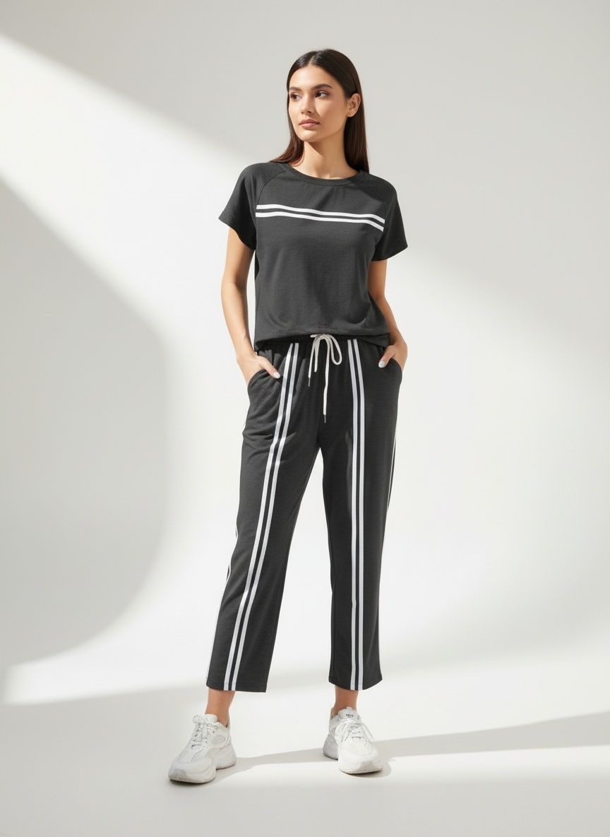 Women's Striped 2 Piece Tracksuit Set - Casual Loungewear