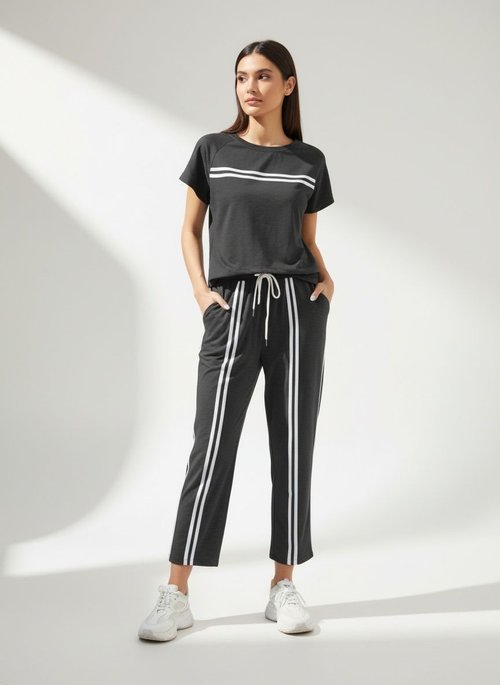 Women's Striped 2 Piece Tracksuit Set - Casual Loungewear