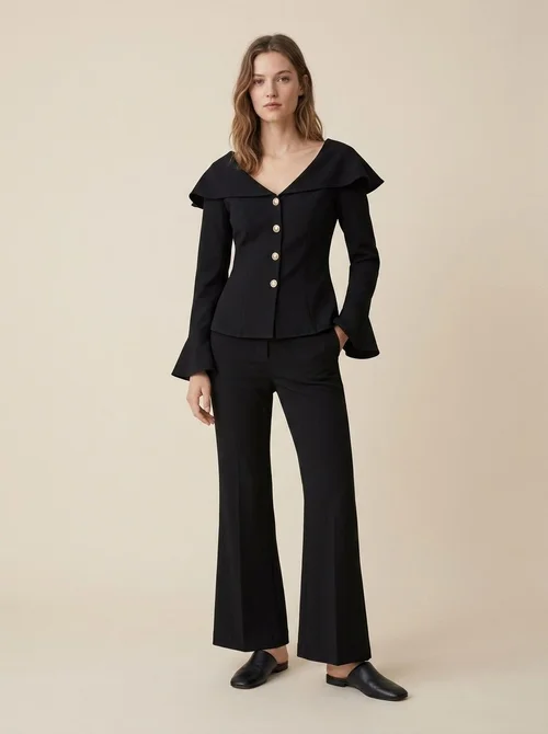 Women's Off-Shoulder Peplum Top and Flared Pants Set