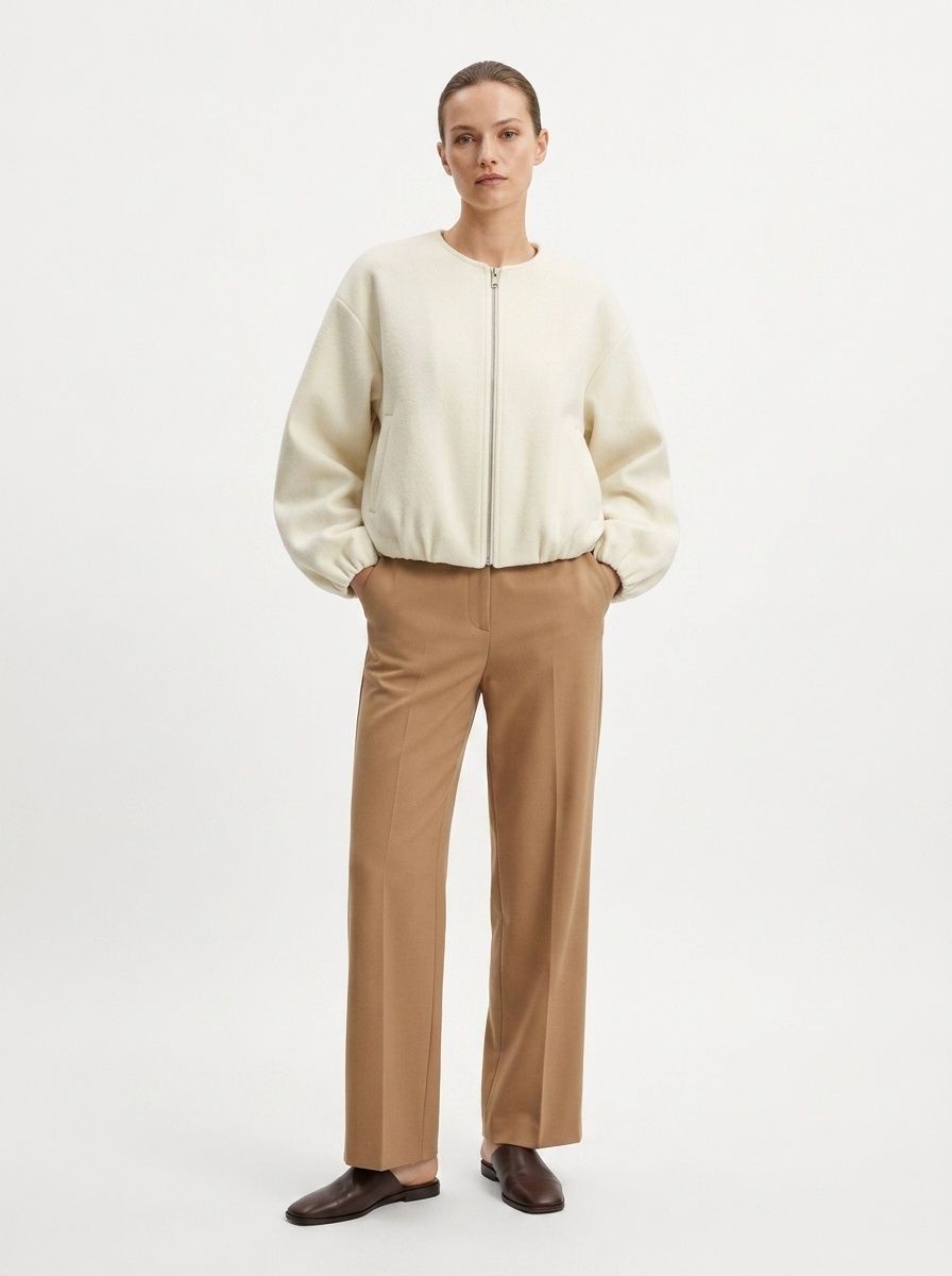 Women's Fleece Zip-Up Bomber Jacket