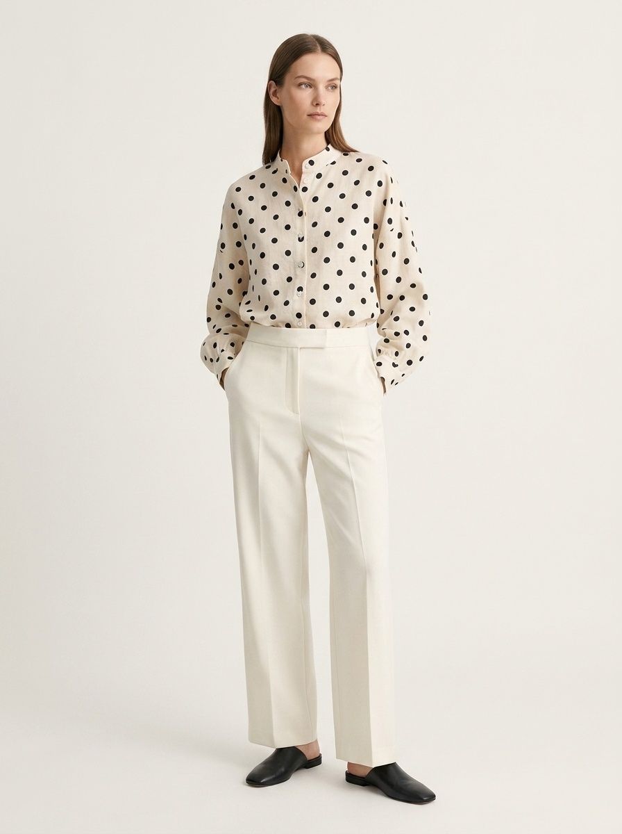 Women's Polka Dot Long Sleeve Button-Up Shirt