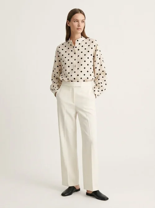 Women's Polka Dot Long Sleeve Button-Up Shirt