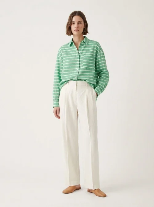 Women's Striped Button-Down Long Sleeve Shirt