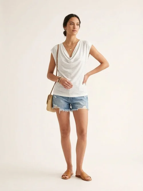 Sparkle Cowl Neck Sleeveless Top