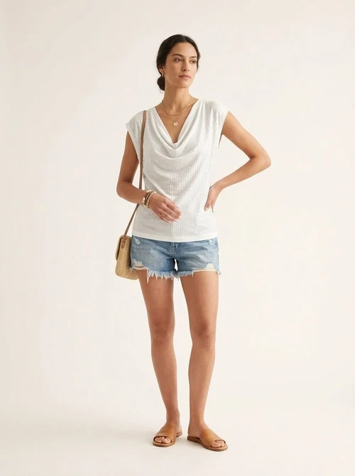 Sparkle Cowl Neck Sleeveless Top