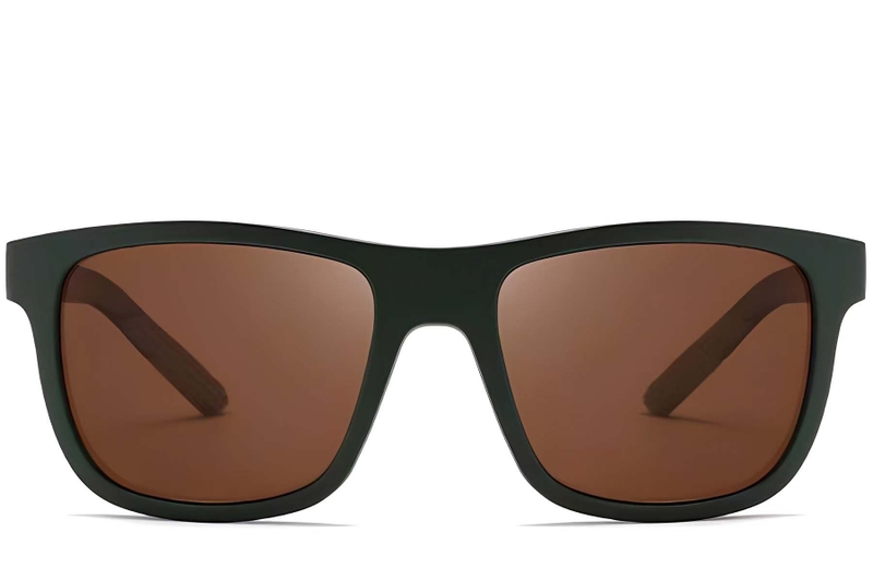 Rectangular green TR90 polarized sunglasses #BS0205-0006