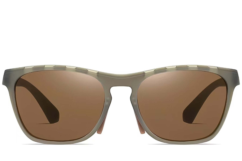 Rechteckige braune TR90-Sonnenbrille #BS0205-0009