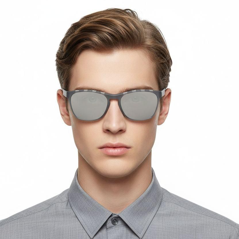 Gafas de sol polarizadas TR90 rectangulares grises #BS0205-0010