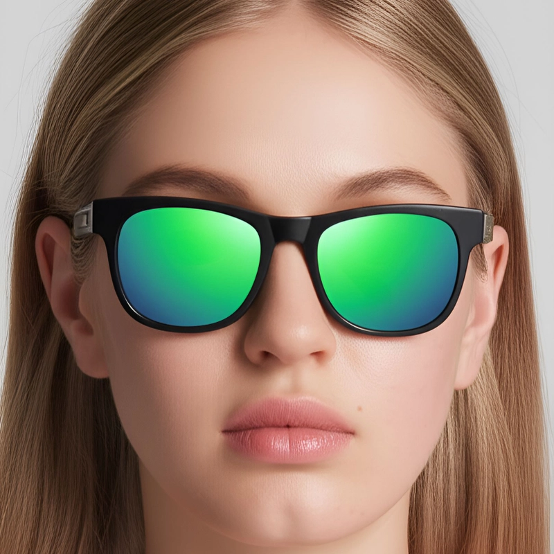 Rectangular Green TR90 Polarized Sunglasses #BS0205-0015