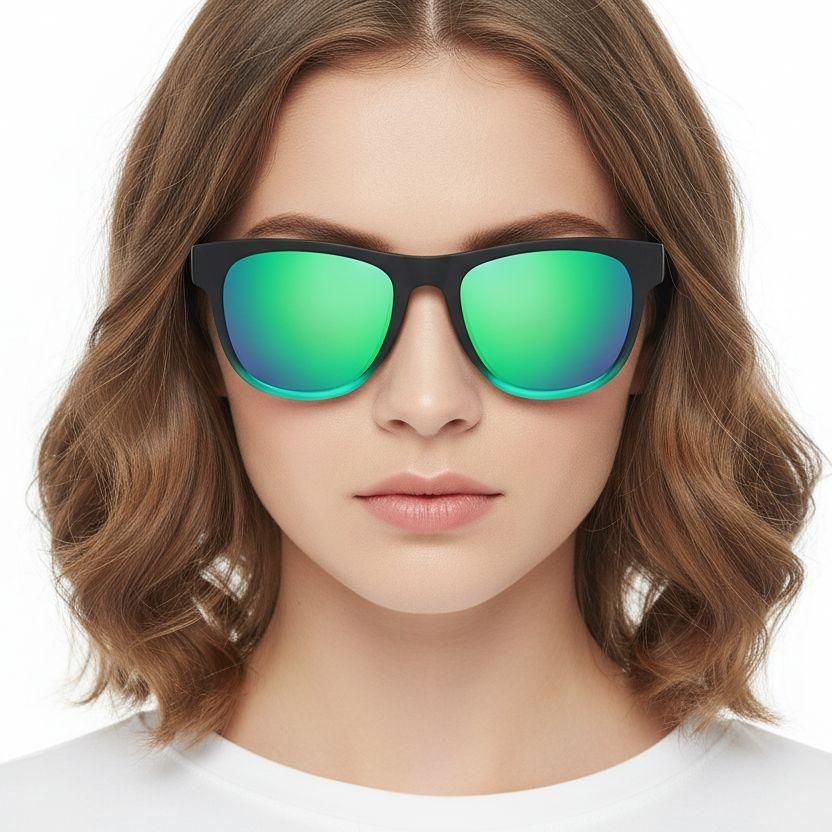 Rectangular green TR90 polarized sunglasses #BS0205-0015