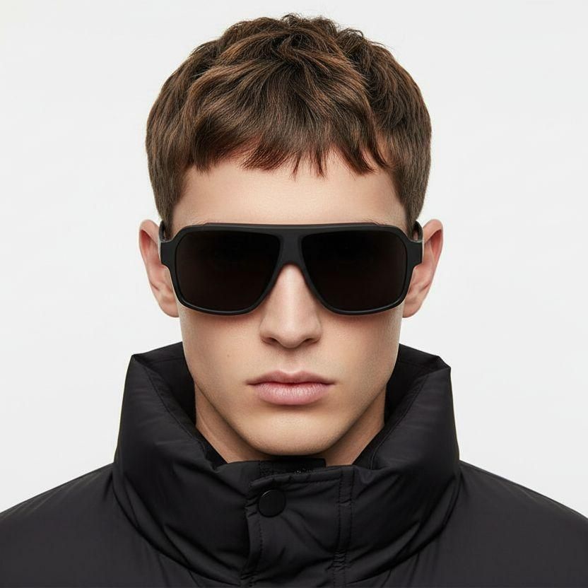 Aviator Black TR90 Polarized Sunglasses #BS0205-0017