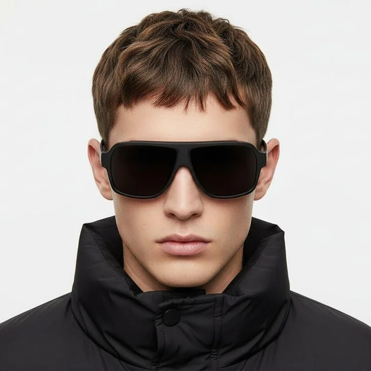 Aviator Black TR90 Polarized Sunglasses #BS0205-0017