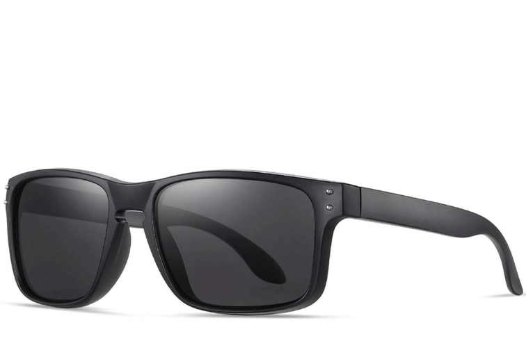 Rectangular Black Plastic Polarized Sunglasses #BS0205-0022