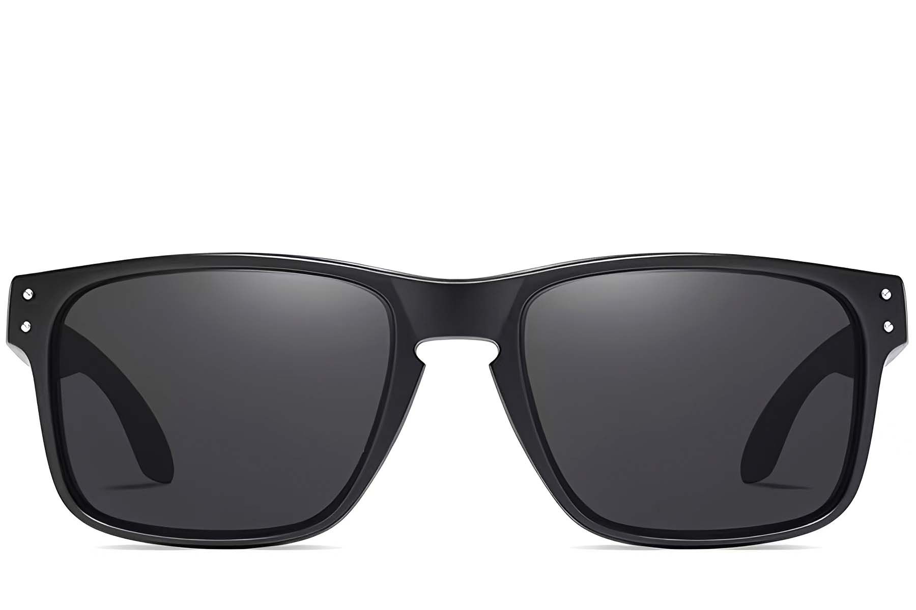 Rechteckige schwarze Kunststoff-Sonnenbrille #BS0205-0022