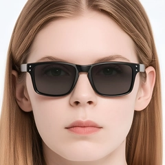 Rectangular Black Plastic Polarized Sunglasses #BS0205-0022